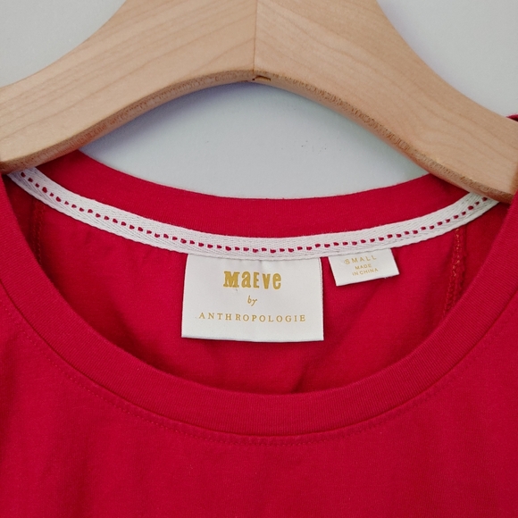 Anthropologie Maeve Dakota Short Sleeve T-Shirt Belted Wrap Top Red Small - Picture 15 of 16